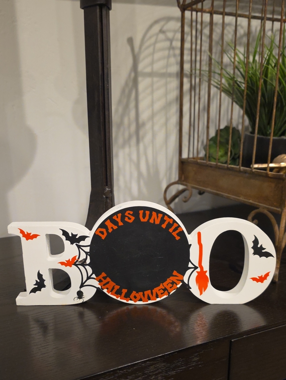 White & Orange 'BOO' Halloween Chalkboard Countdown Decor
